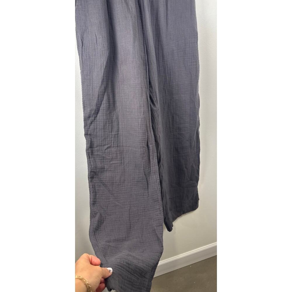 Faherty Organic Cotton Gauze Wide-Leg Pull-On Pants — Charcoal — S - Picture 5 of 8